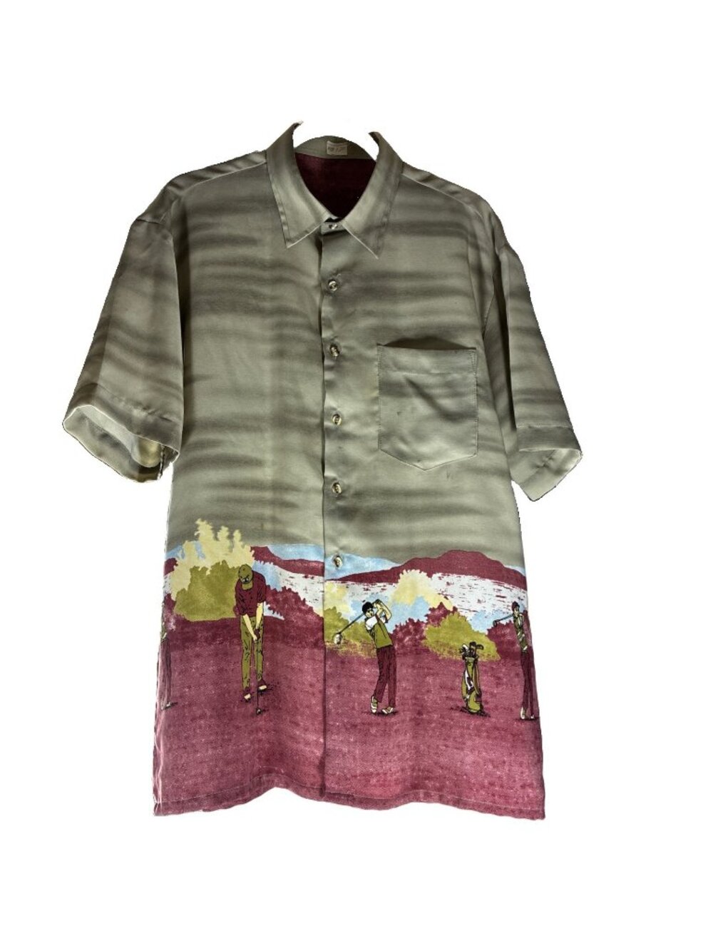 Vtg Japan Tailored Mens XL Golf Shirt Premium Horn Button Pattern Match Pocket